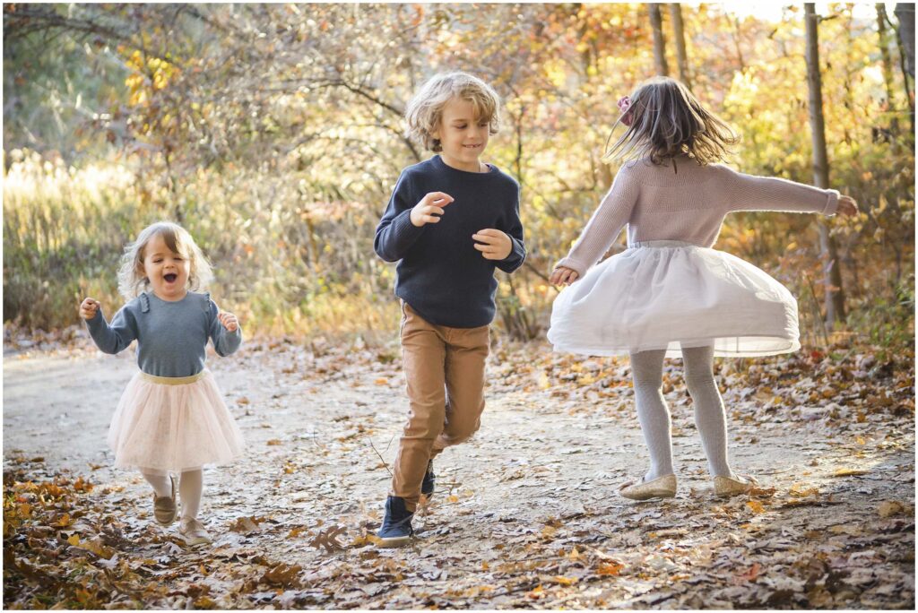 Children playing on a trail outside