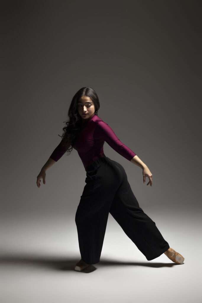 Dramatic studio lighting of a Columbus Ohio dancer
